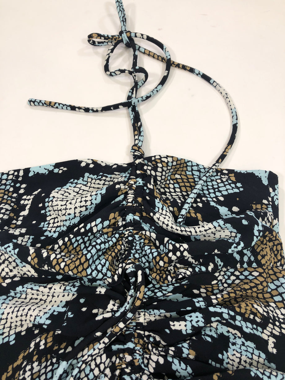 PROENZA SCHOULER Size 6 MULTI COLORS DRESS PRINTED SNAKESKIN BLACK AQU –  New to You, Inc