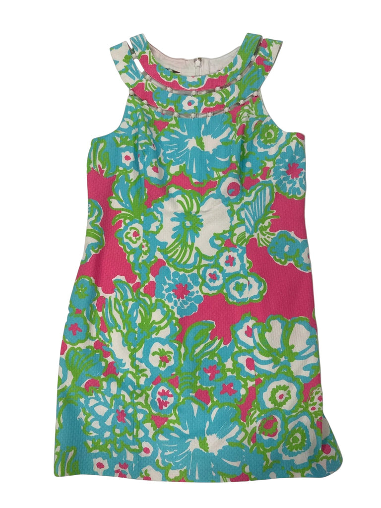 LILLY PULITZER Size 10 MULTI COLORS DRESS WHITE AQUA HOT PINK GREEN SL – New to You, Inc