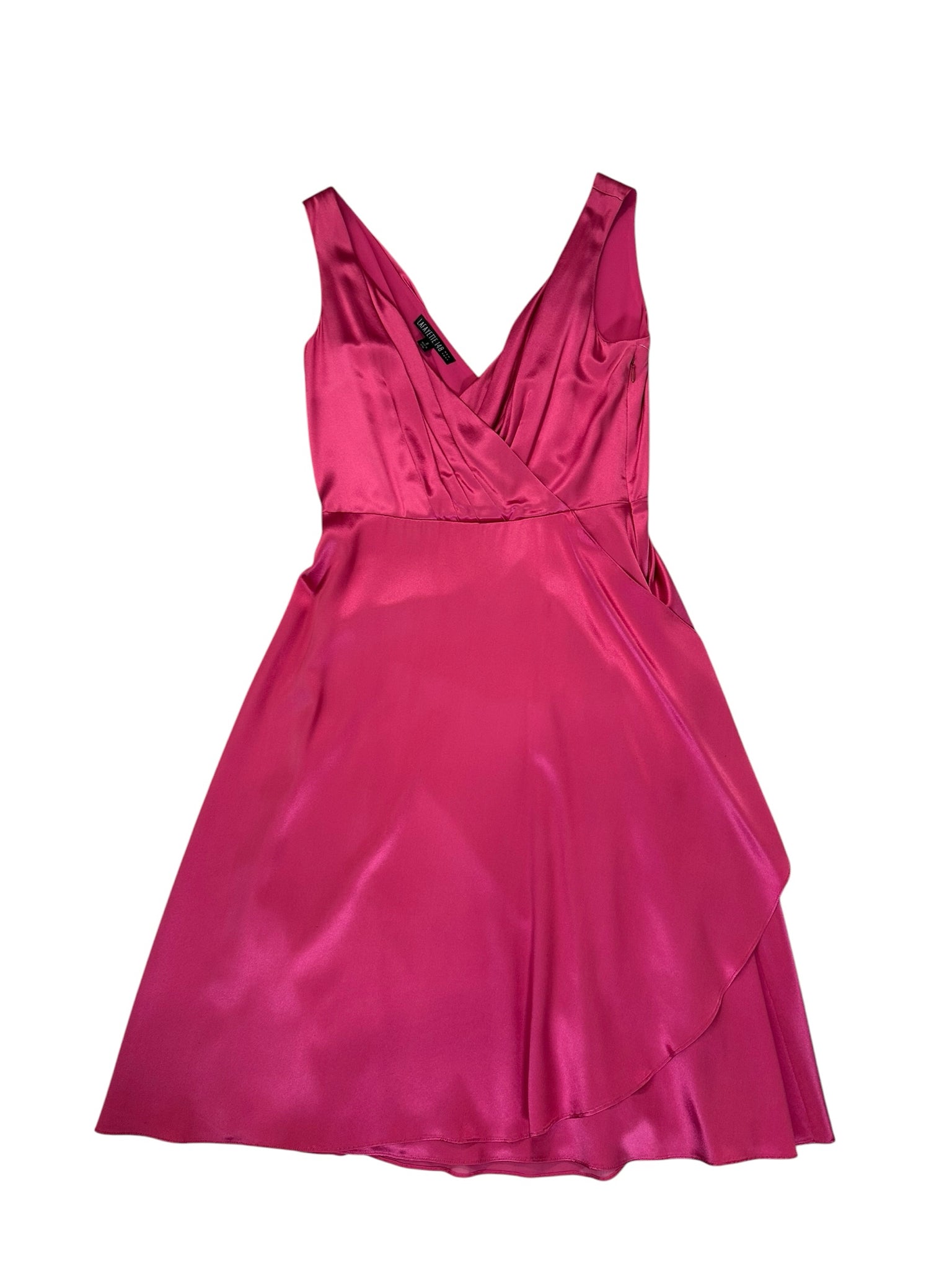 LAFAYETTE 148 Size 6/8 ROSE DRESS SATIN SLEEVELESS ZIPPER SILK TUCKS – New to You, Inc