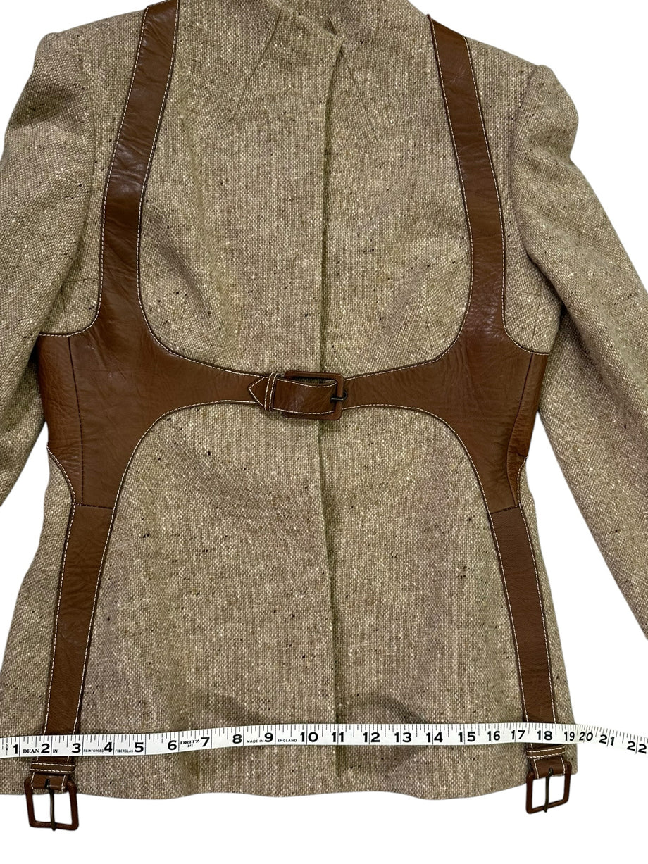 ALEXANDER MCQUEEN Size S TAN SUIT LEATHER HARNESS WOOL – New to