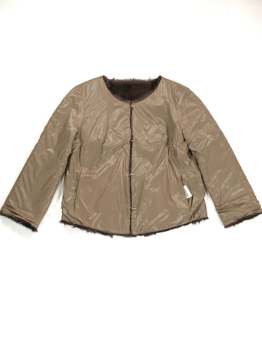 ARMANI Size 8/10 MULTI COLORS JACKET STRIPE KID FUR REVERSE TO