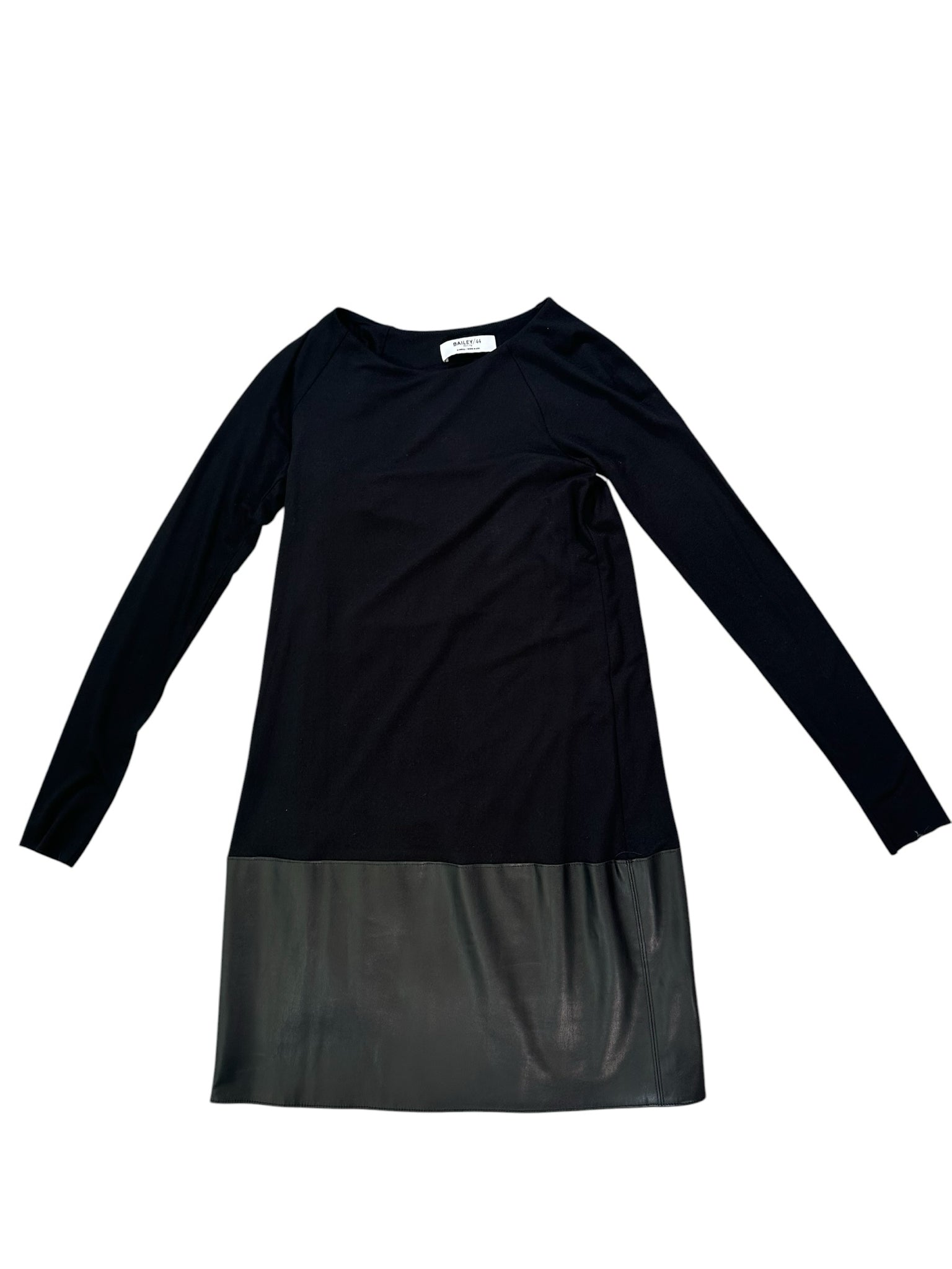 faux leather trim dress Faux Leather Trim Dress by Toccin