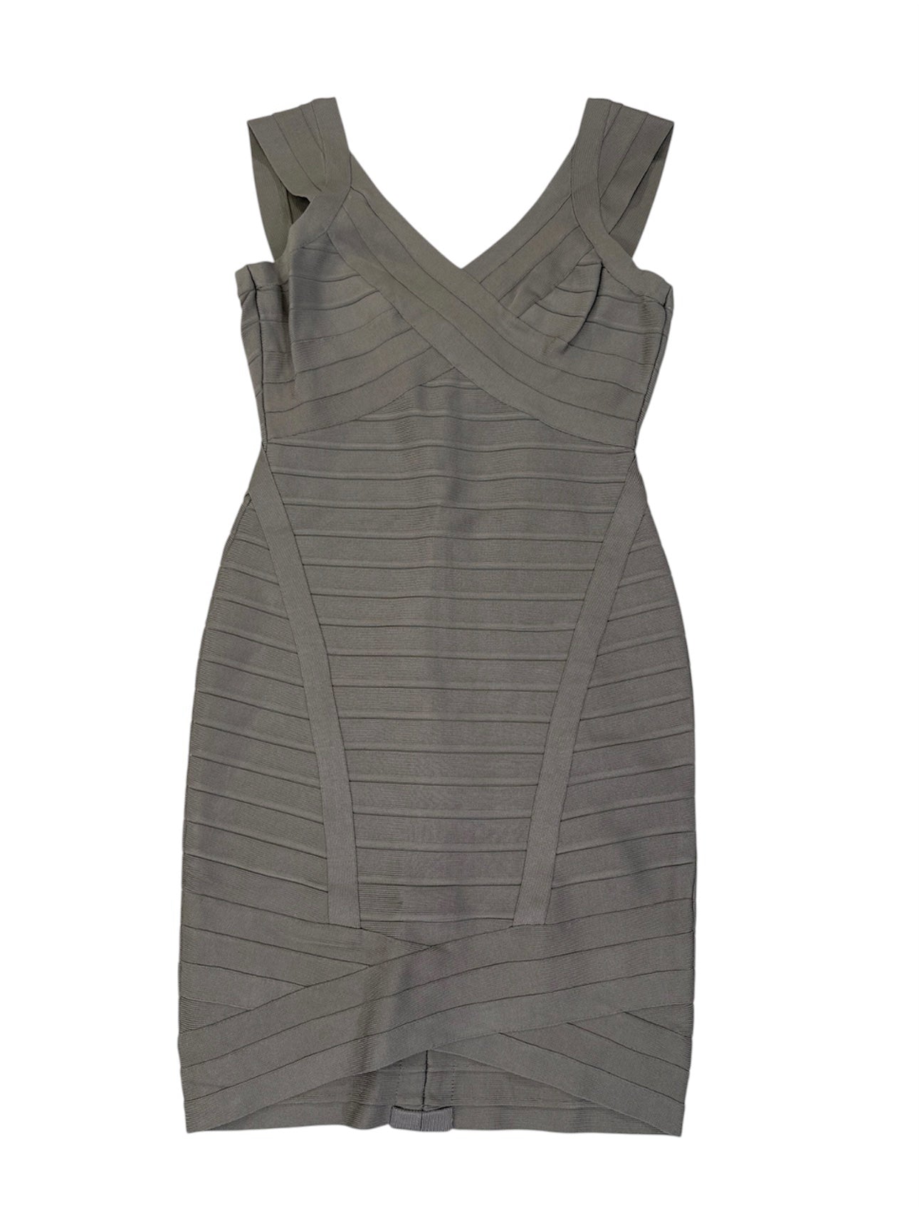 HERVE LEGER Size L SILVER DRESS BANDAGE SLEEVELESS NWT – New to You, Inc