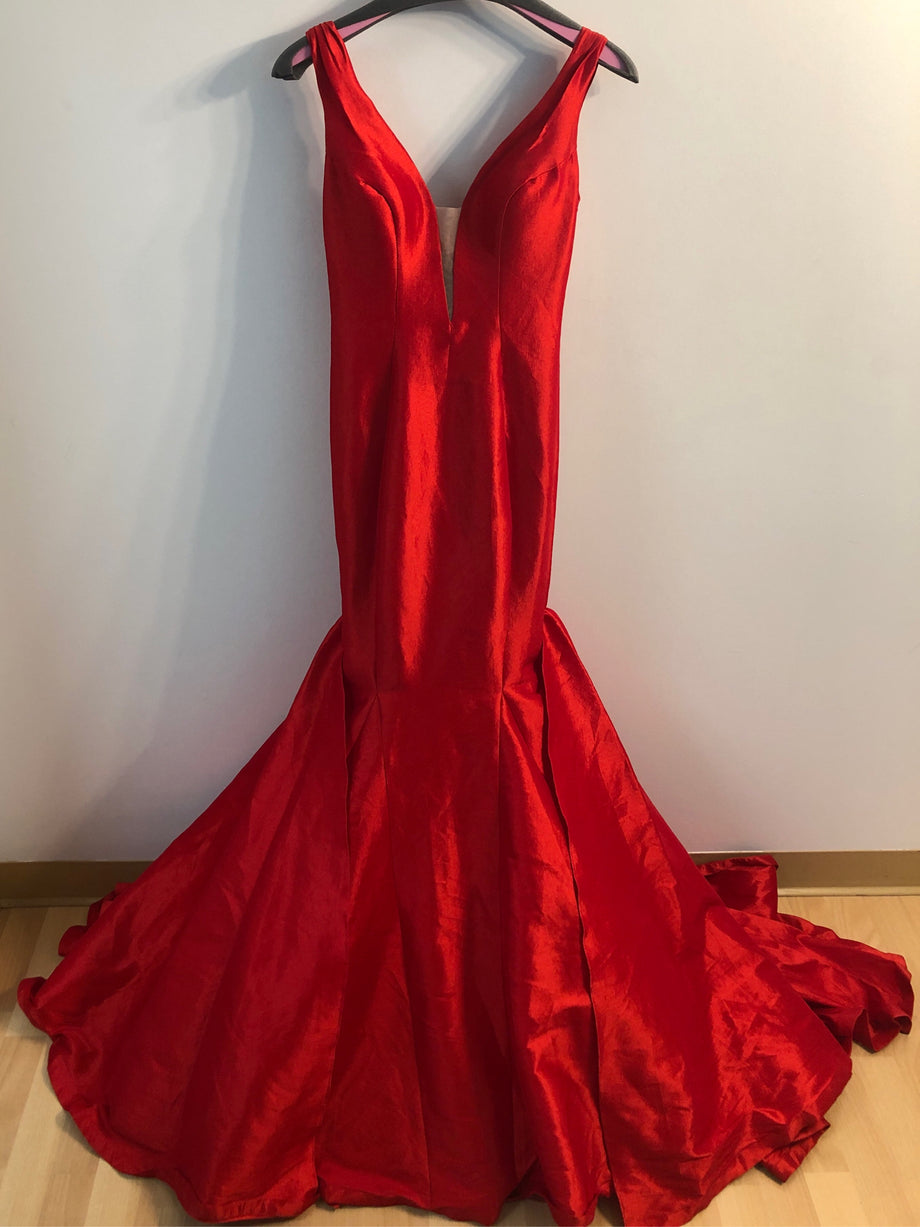 fitted lace wedding dress Jovani 23010 Prom Dress - Neon Orange main image 1