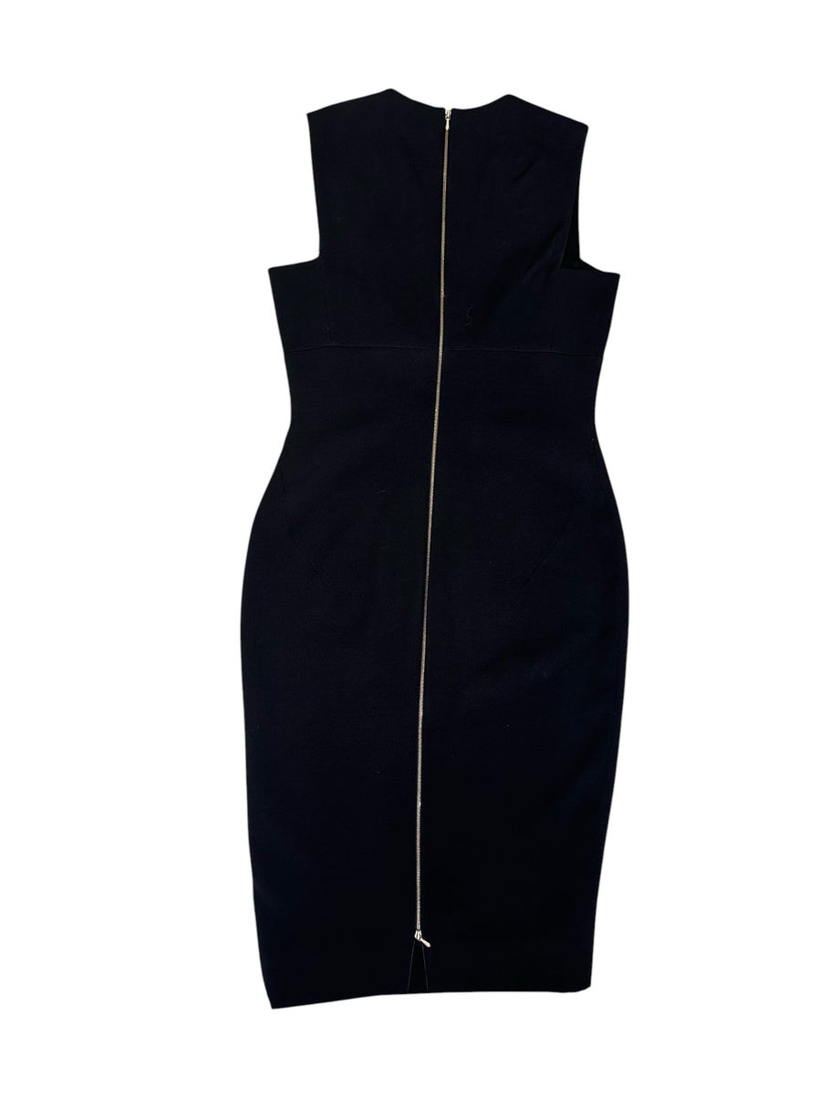 VICTORIA BECKHAM Size 8 BLACK SLEEVELESS V BACK ZIP DRESS WOOL BLEND – New to You, Inc