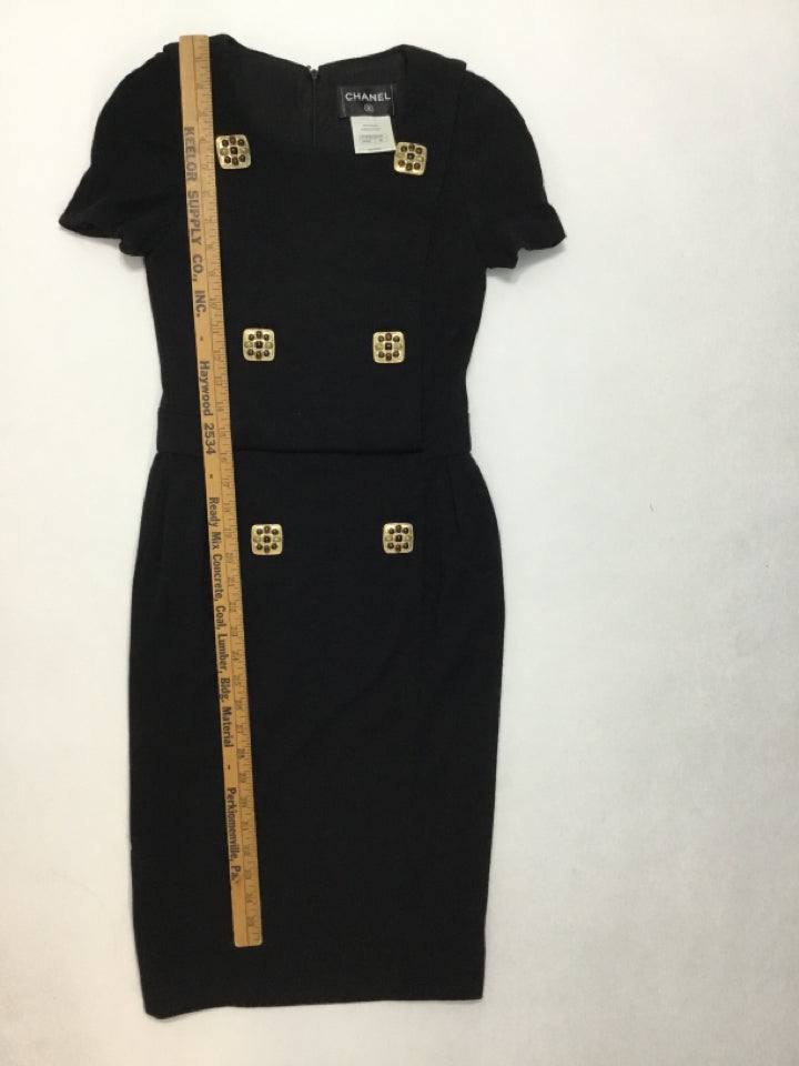 black and gold chanel dress